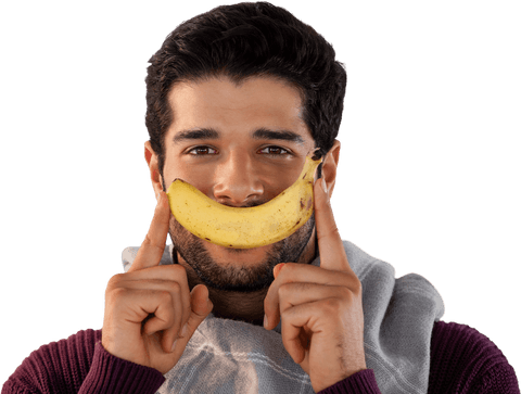 man holding banana with transparent background smiling gesture - Download Free Stock Videos Pikwizard.com