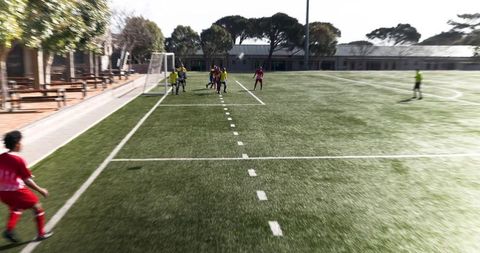 Youth Soccer Team Gearing Up for Match on Sunny Day
