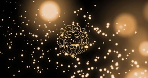 golden leo zodiac symbol with shining particles background - Download Free Stock Images Pikwizard.com