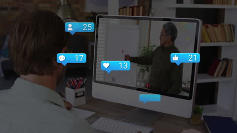 Virtual Meeting with Interaction Icons Multimedia Concept