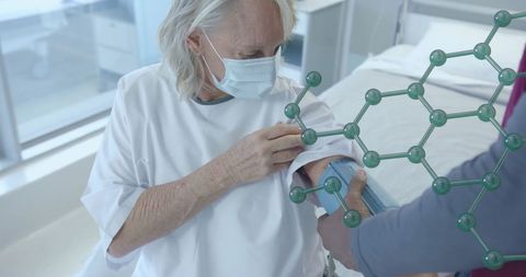 Innovative Healthcare: Doctor Checks Pulse with Digital Interface