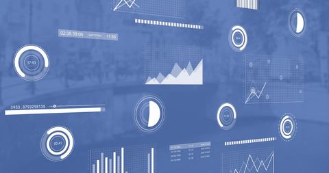 digital data processing over blue urban background - Download Free Stock Images Pikwizard.com