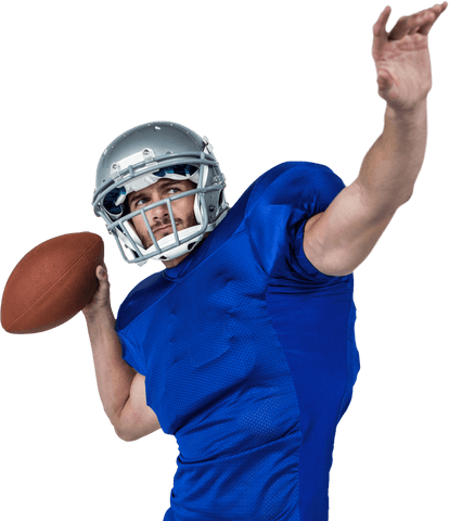 American Football Player Throwing Ball in Blue Jersey on Transparent Background - Download Free Stock Videos Pikwizard.com