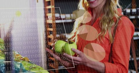 Woman Shopping for Vegetables with Digital Interface Overlay - Download Free Stock Images Pikwizard.com