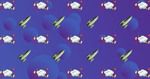 Retro Cartoon Rockets and Speech Bubbles on Purple Background - Download Free Stock Images Pikwizard.com
