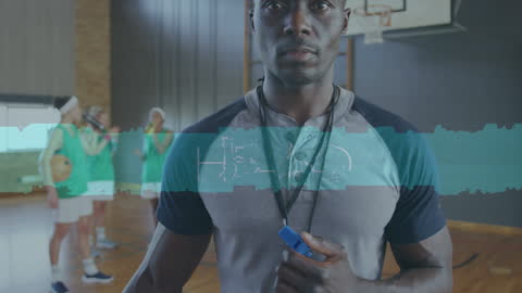 Motivational Sports Trainer with Data Overlay in Gym