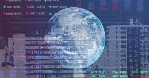 Global Financial Data Technology with Earth and City Background - Download Free Stock Images Pikwizard.com