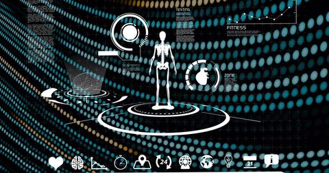 Futuristic digital health interface with scientific data overlay