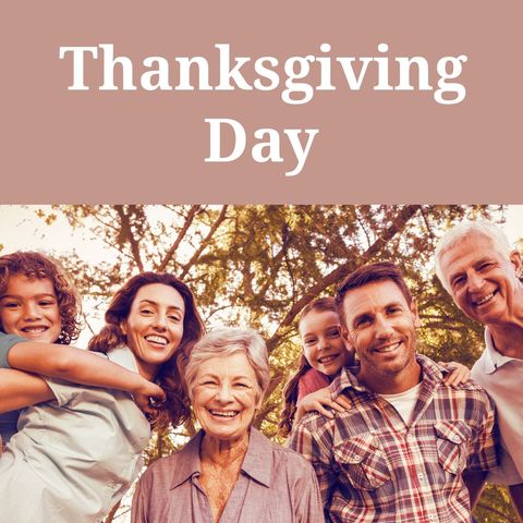 Joyful family gathering for thanksgiving celebration outdoors