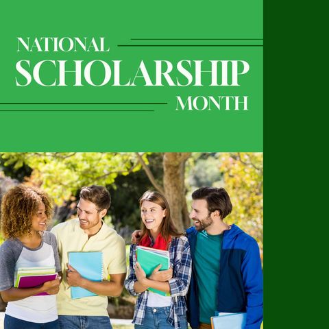 Diverse Students Celebrating National Scholarship Month Outdoors - Download Free Stock Templates Pikwizard.com