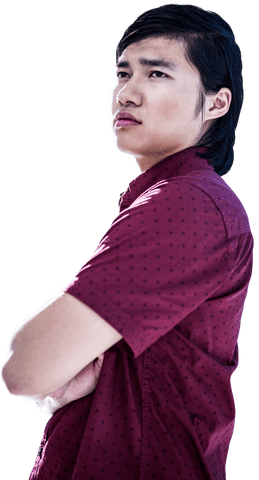 transparent contemplative young man in maroon shirt - Download Free Stock Videos Pikwizard.com