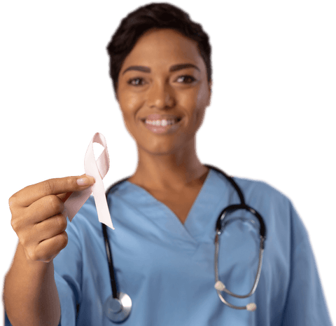 Smiling Nurse Presenting Transparent Pink Awareness Ribbon Close-up - Download Free Stock Videos Pikwizard.com