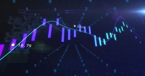 Futuristic Data Visualization with Neon Charts and Graphs