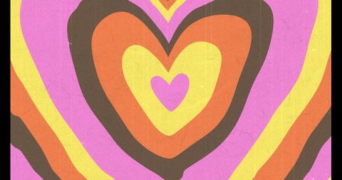 Vibrant retro heart pattern on pink background