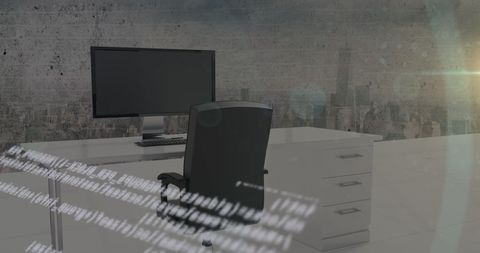 Digital Interface Overlaid on Modern Office with City View - Download Free Stock Images Pikwizard.com