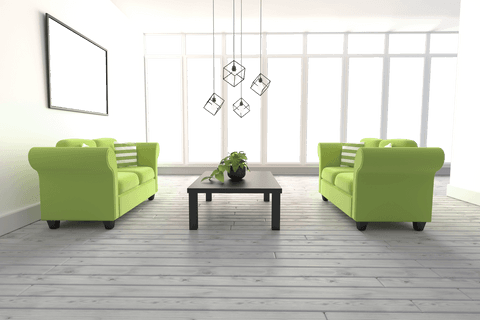 Transparent Background Modern Living Room with Green Sofas