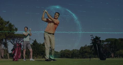 Digital Overlay Showcasing Sports Technology in Golf - Download Free Stock Images Pikwizard.com