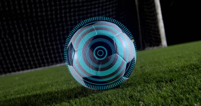 Digital Tech Overlay on Soccer Ball Near Goal at Night - Download Free Stock Images Pikwizard.com