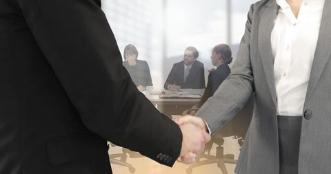 Business Professionals Shaking Hands in Corporate Office - Download Free Stock Images Pikwizard.com