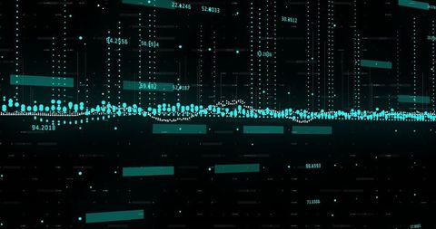 Futuristic Data Visualization with Teal Dots in Motion