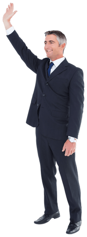 confident businessman in suit waving transparent background - Download Free Stock Videos Pikwizard.com