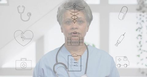 Experienced Nurse Wearing Blue Scrubs in Healthcare Environment