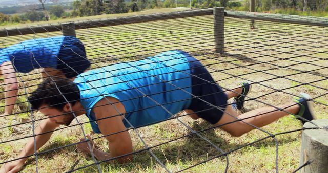 Determined Athlete Navigating Outdoor Obstacle Course - Download Free Stock Images Pikwizard.com