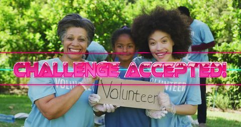 Motivated Family Volunteering in Park