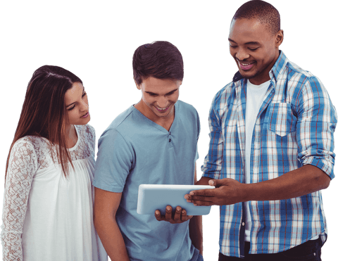 young creative team engaging in brainstorming session with tablet - Download Free Stock Videos Pikwizard.com