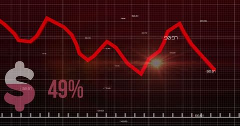 Declining Graph with 49% Reduction on Dark Digital Background - Download Free Stock Images Pikwizard.com