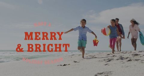 Happy Family Enjoying Sandy Beach Holiday