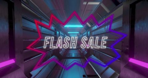 Futuristic flash sale concept with neon lights