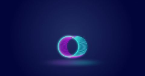 Neon Intersecting Circles on Navy Background