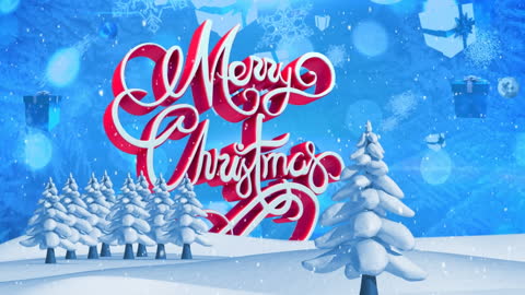 Magical Snowfall with Merry Christmas Message