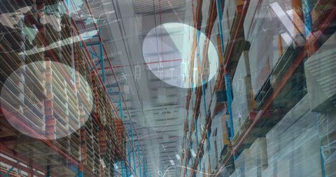 Digital Interface Over Modern Warehouse with Data Visualization - Download Free Stock Images Pikwizard.com