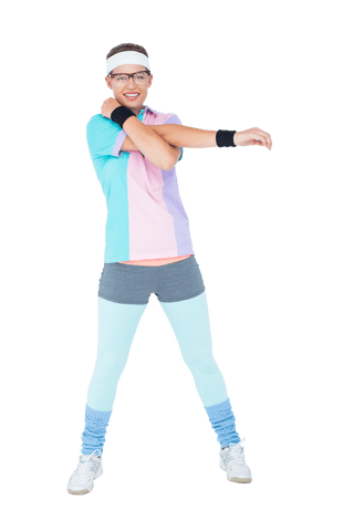 trendy enthusiast stretching in retro sportswear on transparent background - Download Free Stock Videos Pikwizard.com