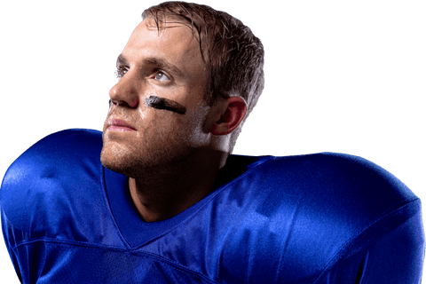 focused american football player looking up in uniform transparent background - Download Free Stock Videos Pikwizard.com