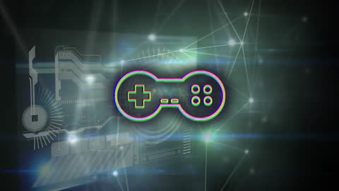 Digital Gaming Symbol Amid Dynamic Network Background