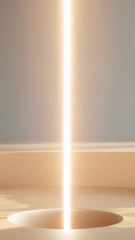 Descending Golden Beam Entering Circular Platform Opening — Vertical Meditative Light Loop