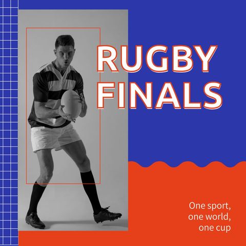 Dynamic Rugby Finals Promotion with Caucasian Player and Ball - Download Free Stock Templates Pikwizard.com