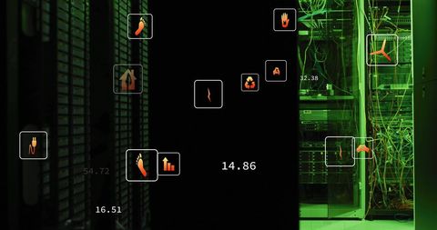 Eco Icons and Digital Data on Server Racks - Download Free Stock Images Pikwizard.com