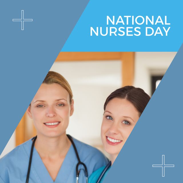 National Nurses Day Design Featuring Two Female Nurses - Download Free Stock Templates Pikwizard.com