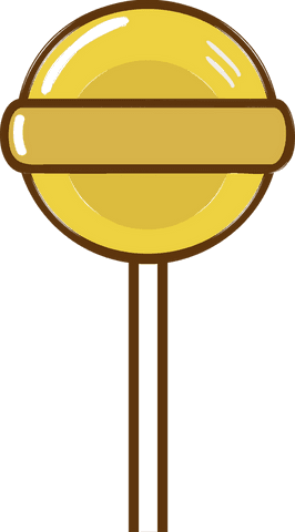 Flat Design Yellow Lollipop on Transparent Background