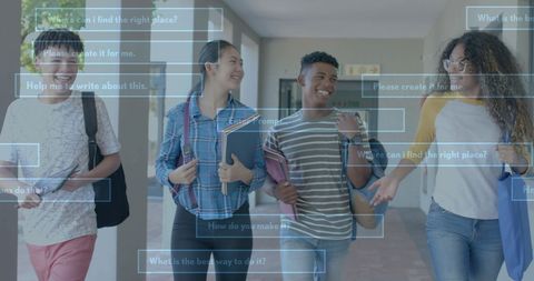 AI Integration in Education with Diverse Students Walking Outdoors - Download Free Stock Images Pikwizard.com