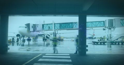 Innovative Technology in Modern Airport with Fingerprint Overlay