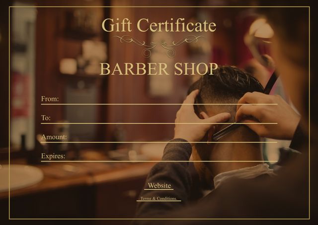 Barber Shop Gift Certificate with Space for Custom Details - Download Free Stock Templates Pikwizard.com