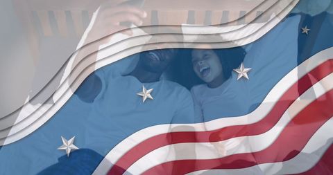 Father and Daughter Taking Selfie Under USA Flag Overlay - Download Free Stock Images Pikwizard.com