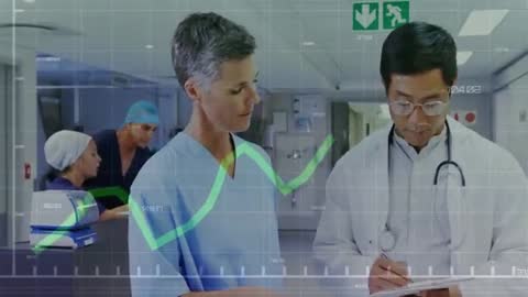 Healthcare Professionals Analyzing Patient Data with Digital Technology