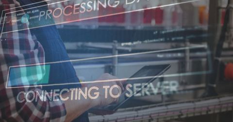 Data processing and server connection in technological environment