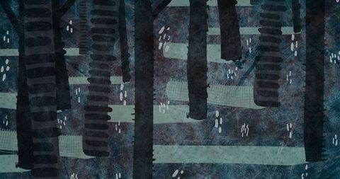 Abstract Forest with Dark Tree Trunks in Artistic Textures